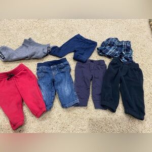 Kids Clothing Bundle with Jeans, sweats and Plaid Shorts-6-12M- #131